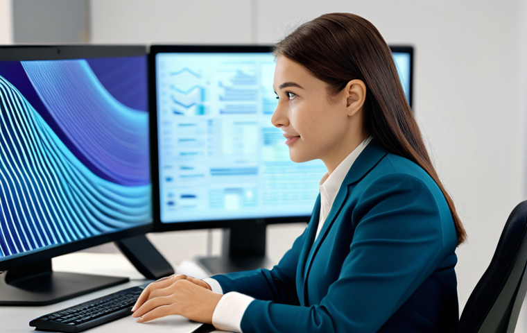 A professional female customer service representative, fully clothed in a modest business suit, seated at a sleek, minimalist desk in a modern, brightly lit tech support center. She is looking at a holographic display that shows a subtle visualization of emotional data (e.g., gentle wave patterns or abstract color shifts) related to a customer interaction. Her expression is calm and attentive, reflecting empathy. The background is a blurred modern office environment with other workstations, indicating a collaborative and advanced setting. Soft, professional lighting, high-resolution, detailed, cinematic composition, perfect anatomy, correct proportions, natural pose, well-formed hands, proper finger count, natural body proportions, safe for work, appropriate content, fully clothed, professional dress, family-friendly.
