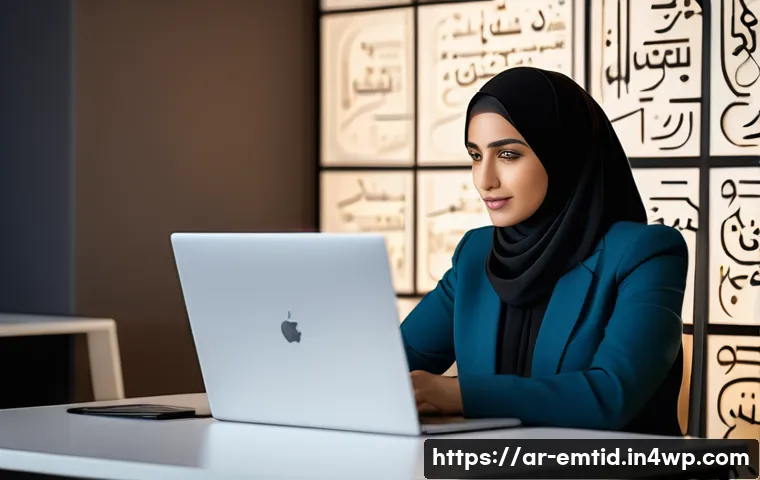 감정인식 AI의 정확도와 신뢰성 - A professional Middle Eastern woman wearing modest business attire, sitting at a modern office desk ...