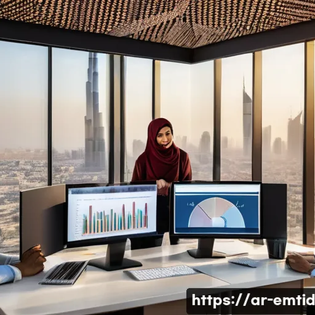 감정인식 AI 기술의 다양한 응용 사례 - A modern Middle Eastern digital marketing office scene with a diverse Arab marketing team analyzing ...