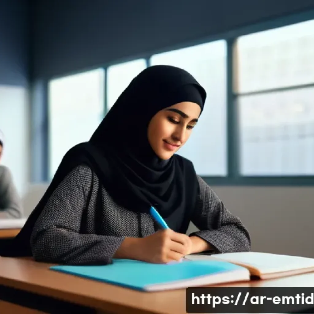 감정인식 AI 기술의 혁신적 가능성 - A modern Middle Eastern classroom scene in a contemporary school setting, featuring diverse Arab stu...