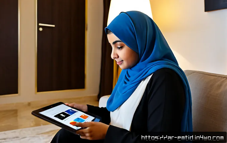 감정인식 AI와 감정 관리 기술 - Photorealistic modern living room in an Arab family home, a modestly dressed Arab woman wearing a hi...