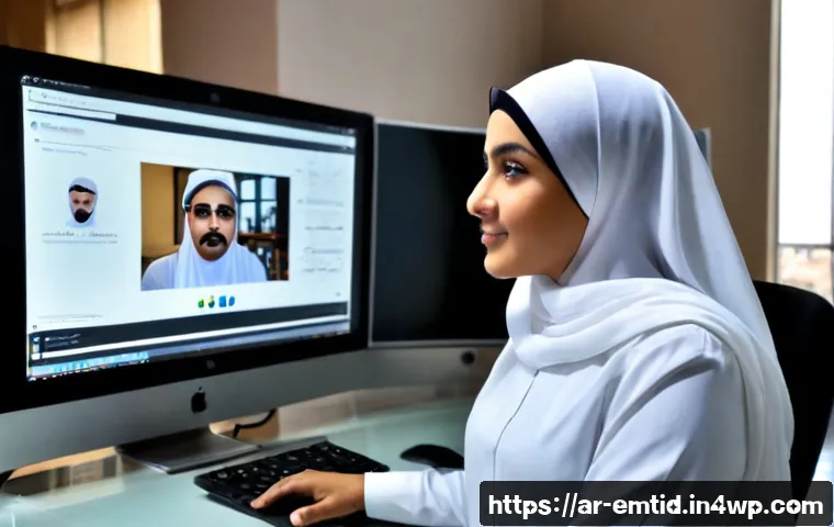 감정인식 AI의 감정 인식 정확도 개선 전략 - Photorealistic modern AI research lab in a Gulf Arab city, Arab female data scientist wearing modest...